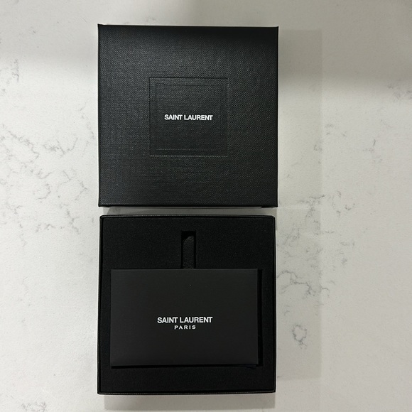 Saint Laurent "For You" YSL Black Leather Metal Purse Travel Compact Mirror NIB - Picture 5 of 8